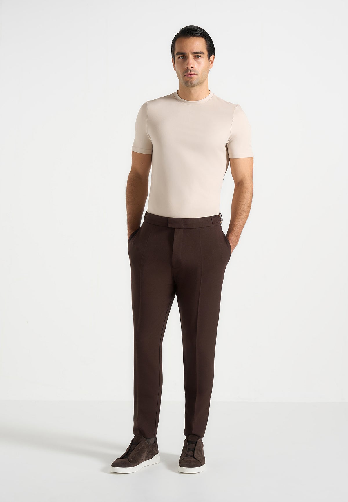 Hubert - Slim Fit Tailored Trousers - Brown