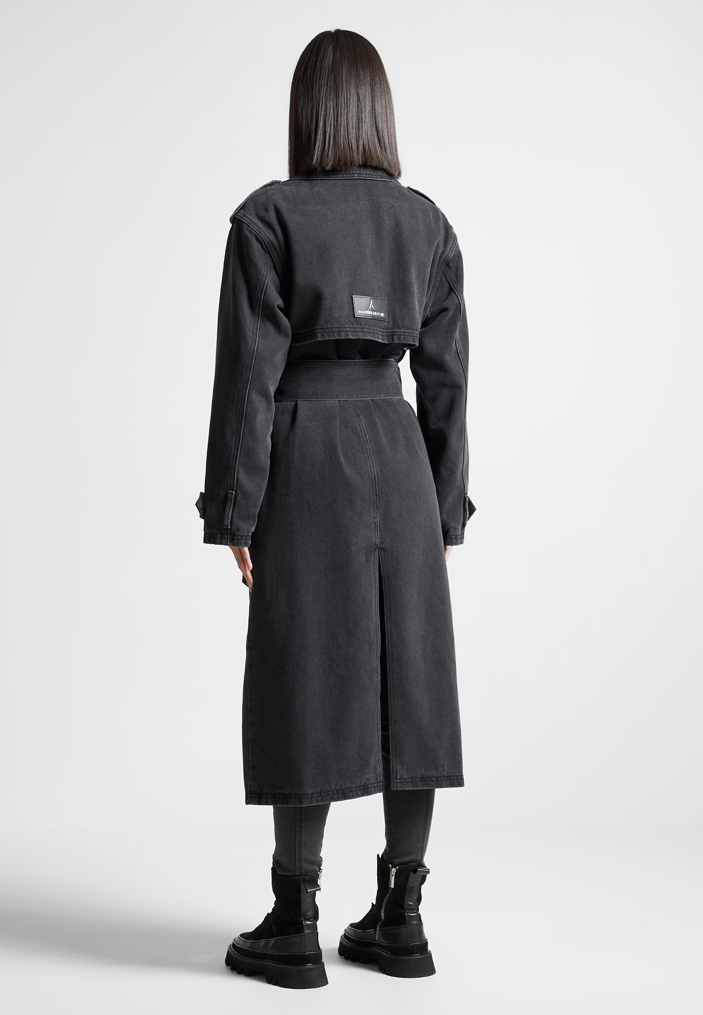Denim Trench Coat Washed Black
