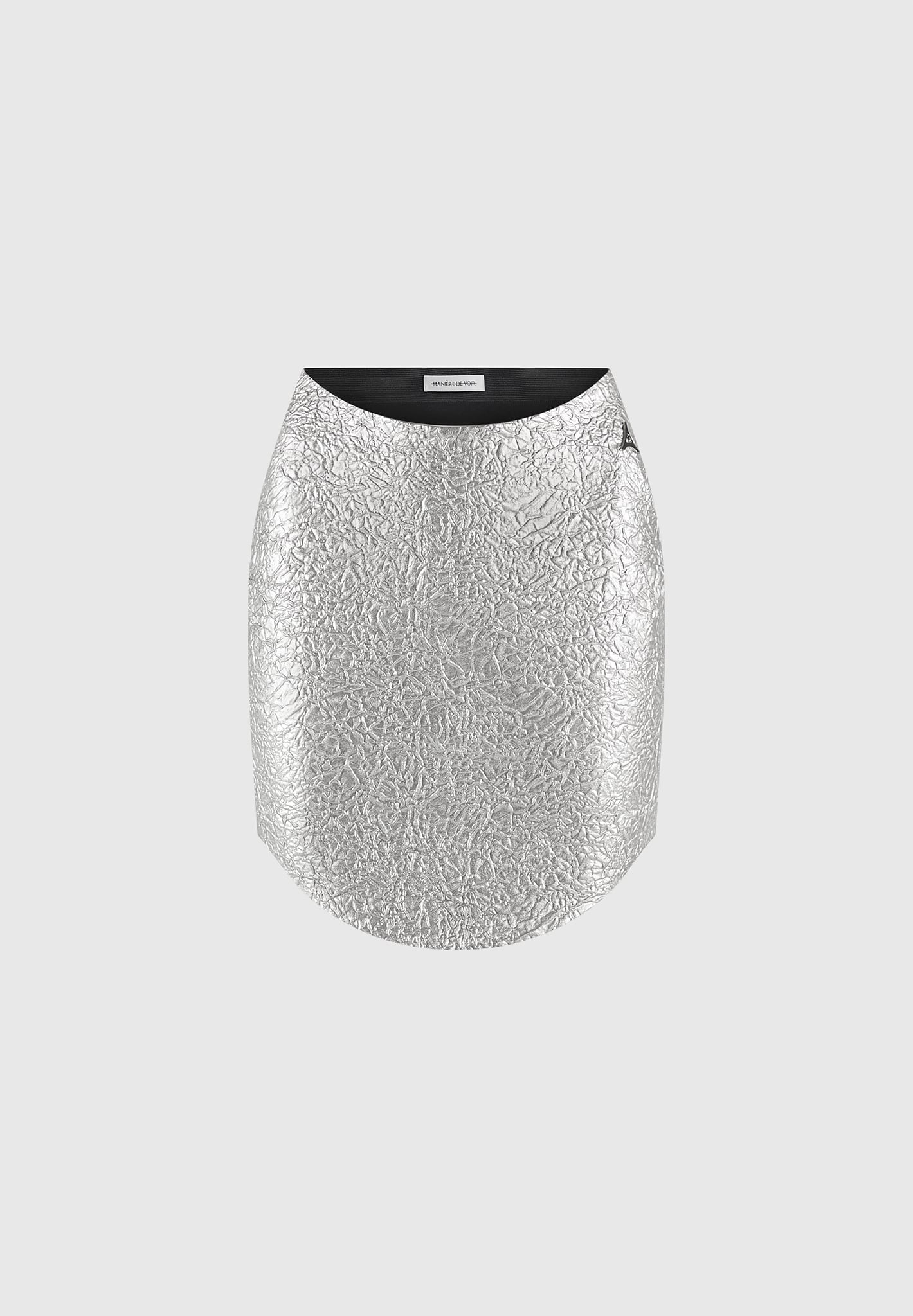 Dipped Waist Metallic Mini Skirt - Grey