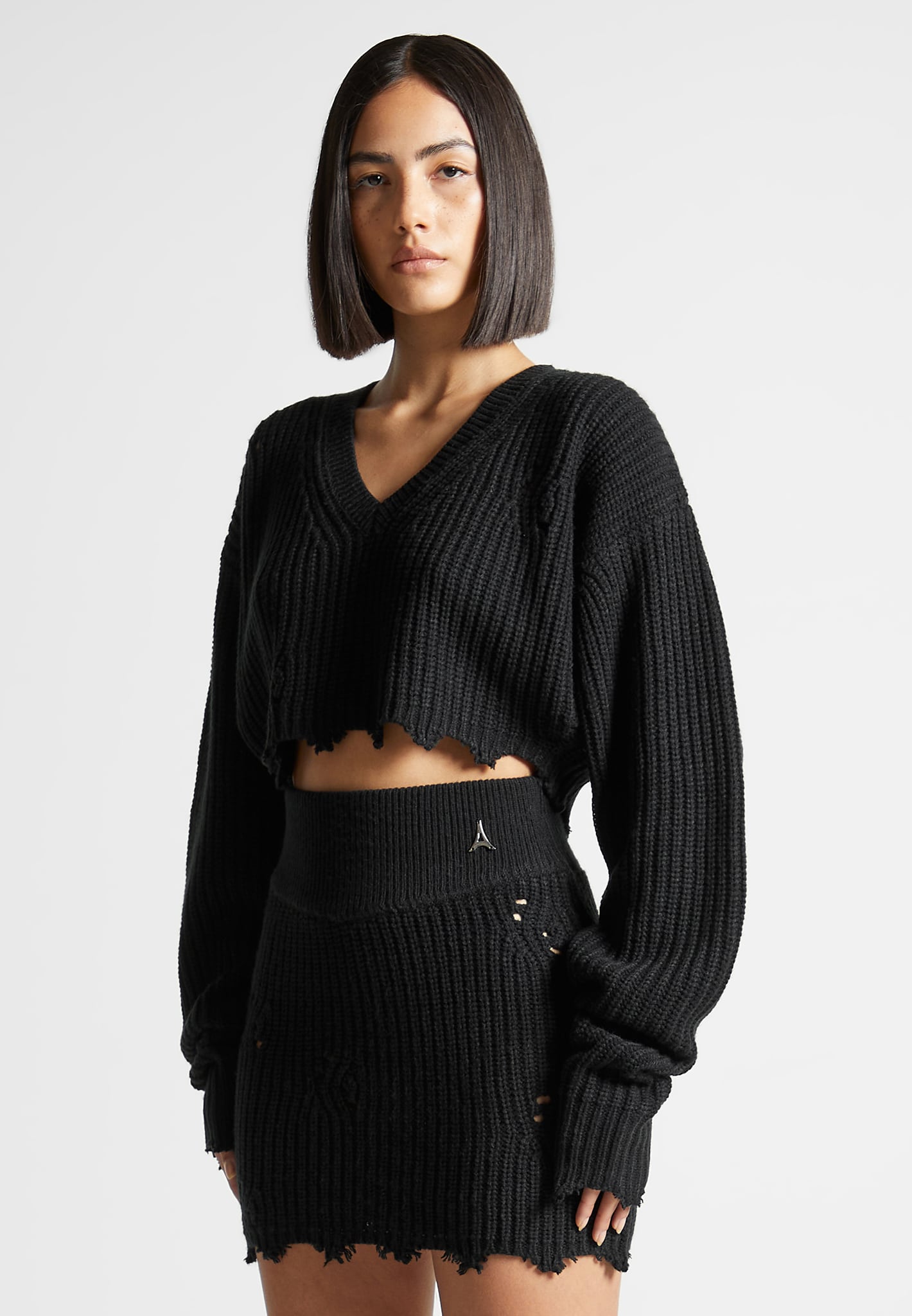 Cropped knitted jumper hotsell
