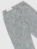 Posie - Distressed High Rise Straight Leg Jeans - Mid Blue