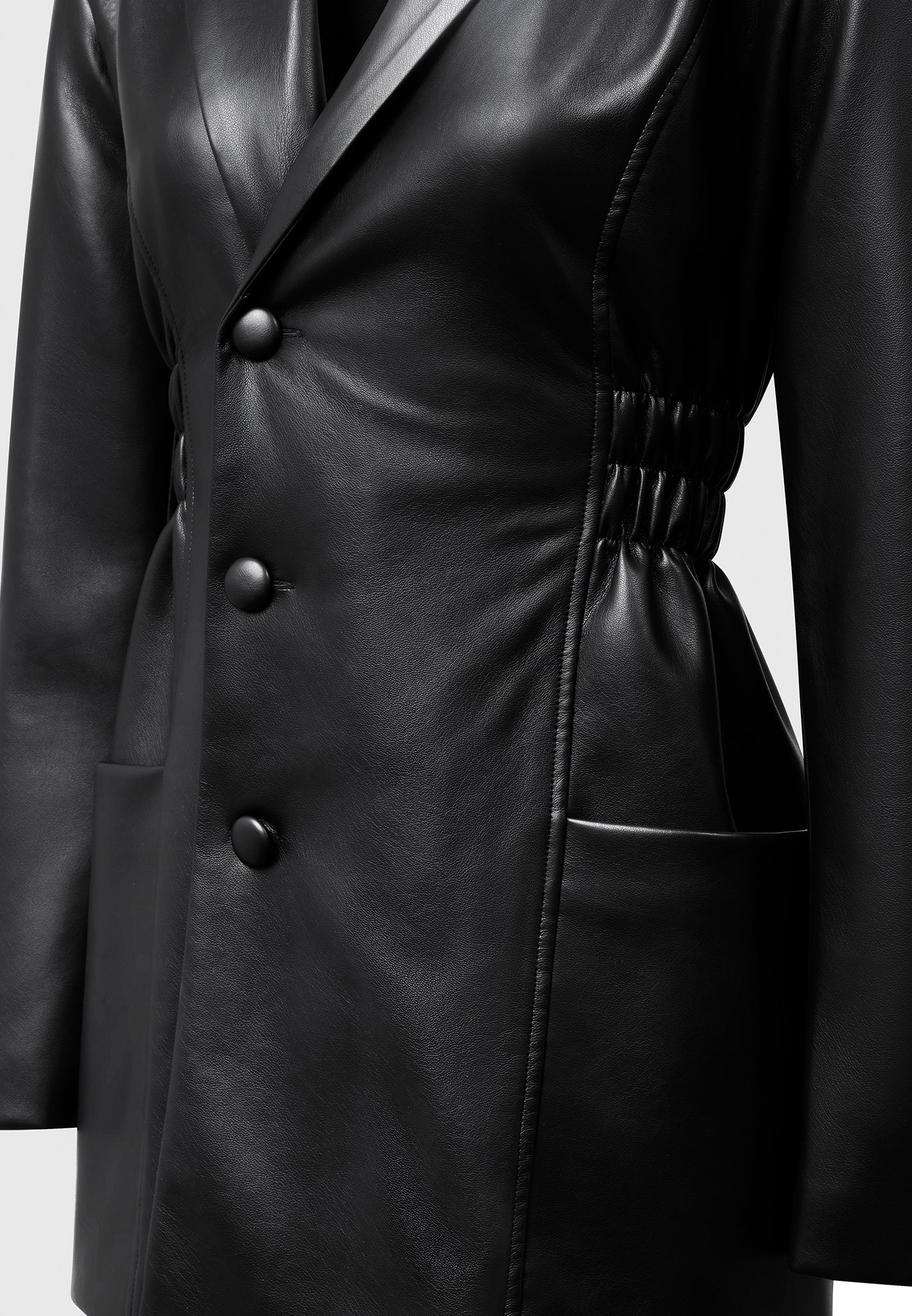double-breasted-vegan-leather-blazer-dress-black