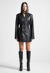 double-breasted-vegan-leather-blazer-dress-black
