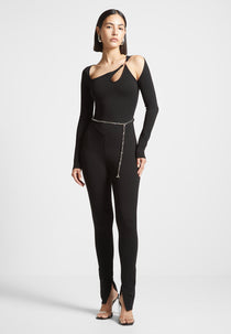 Eiffel Chain Detail Jumpsuit - Black