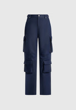 Emilie - High Waisted Cargo Pants - Indigo