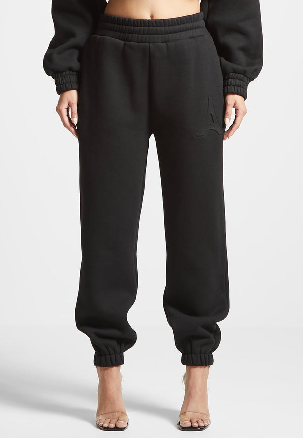 Vera - Eiffel Embossed Joggers - Black