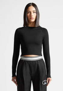 Léa - Long Sleeve Crop Top - Black
