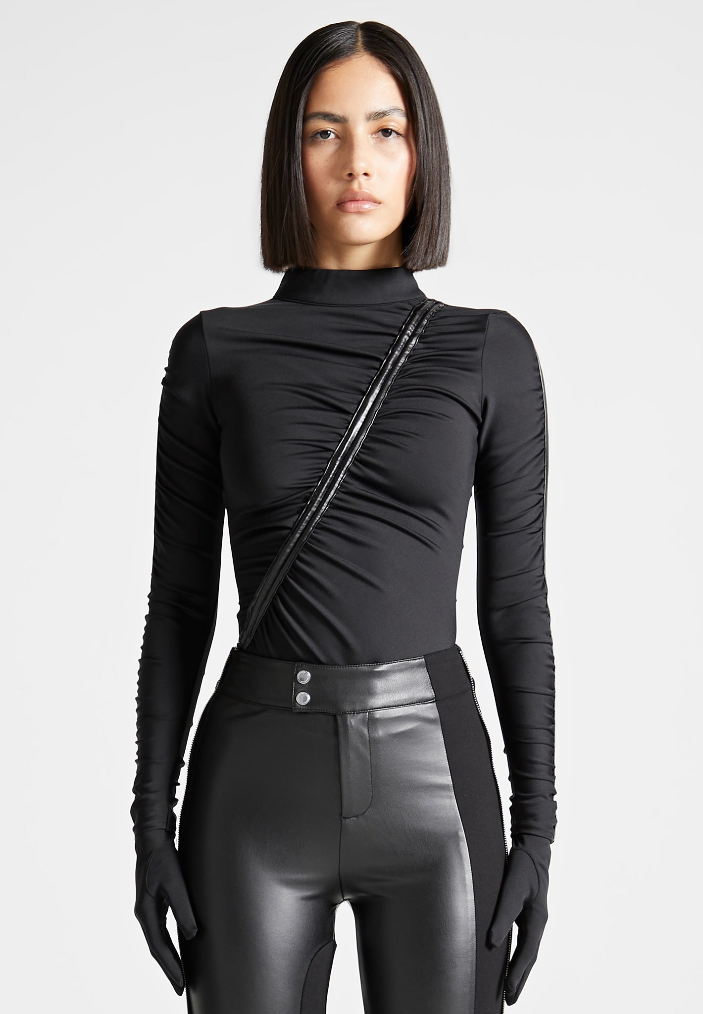 Glove Bodysuit with Ruching - Black | Manière De Voir