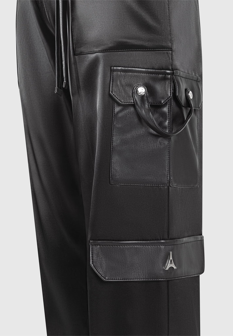 high-waisted-satin-cargo-trousers-black