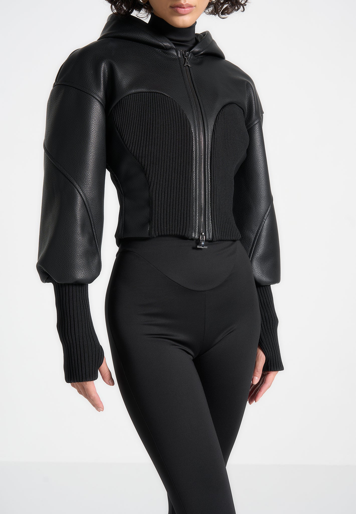 amani-hooded-pebbled-leather-contour-jacket-black