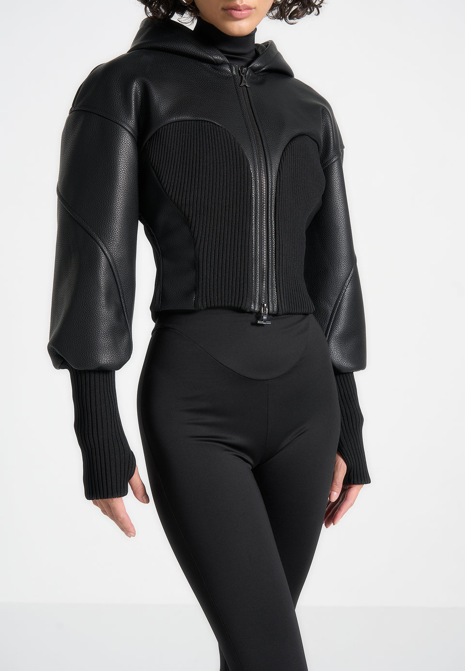 amani-hooded-pebbled-leather-contour-jacket-black