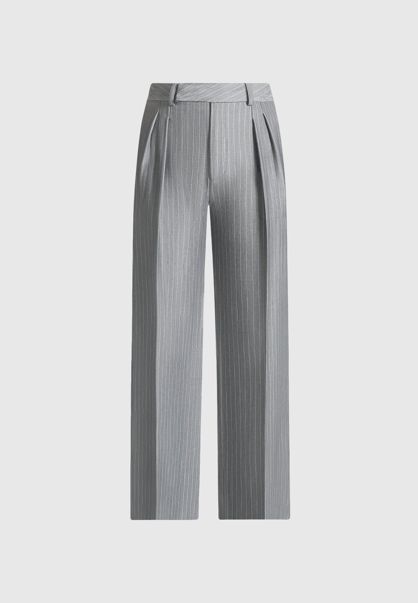 Julie - Pinstripe Twin Pleat Tailored Trousers - Grey