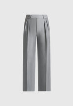 Julie - Pinstripe Twin Pleat Tailored Trousers - Grey
