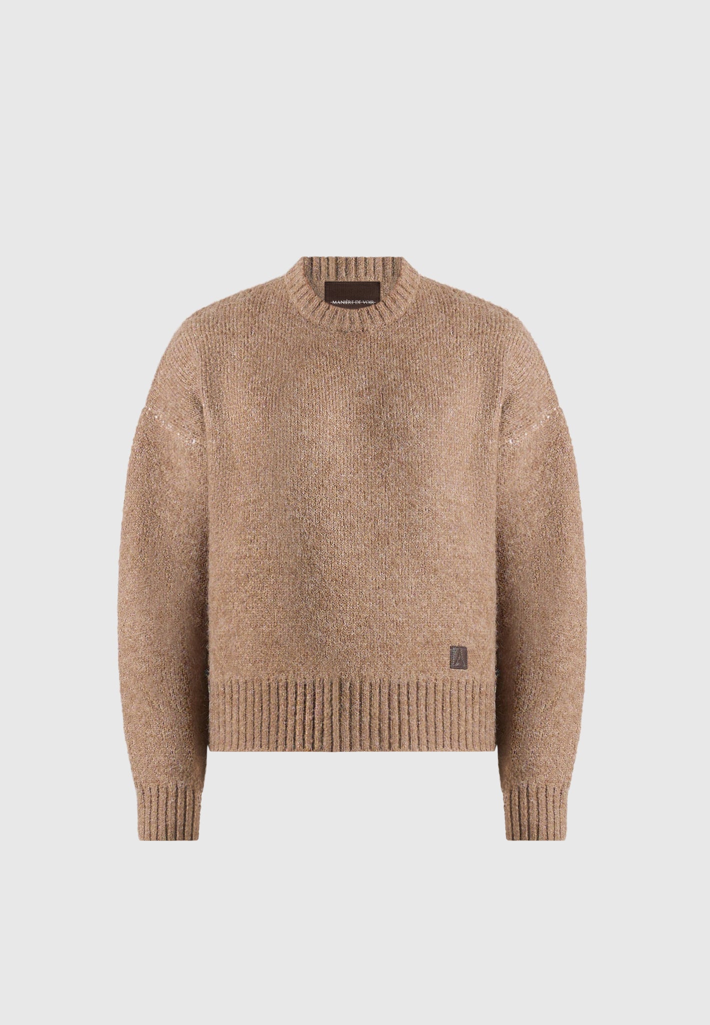 Kamil - Art Slogan Brushed Knit Jumper - Beige