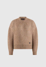 Kamil - Art Slogan Brushed Knit Jumper - Beige
