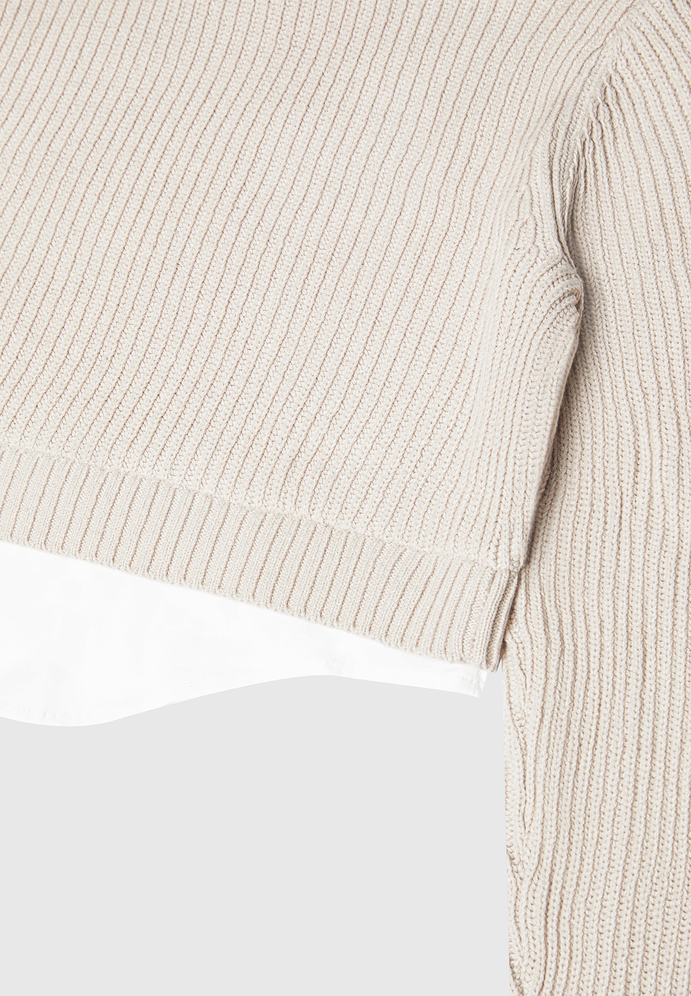 Knitted Jumper with Shirt Detail White Beige Maniere De Voir