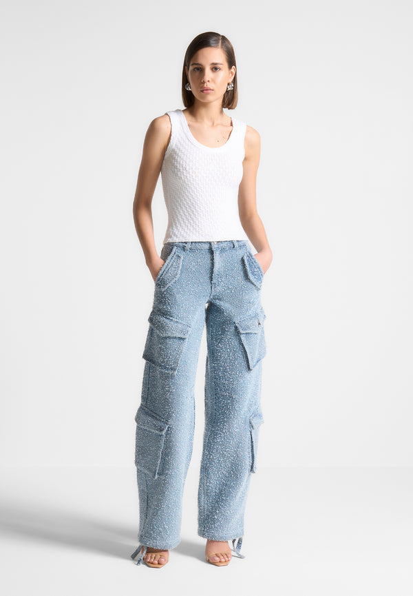 Alya - Eiffel Knitted Tank Top - White