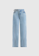 Loane - Twist Leg Boyfriend Jeans With Waist Adjuster - Mid Blue