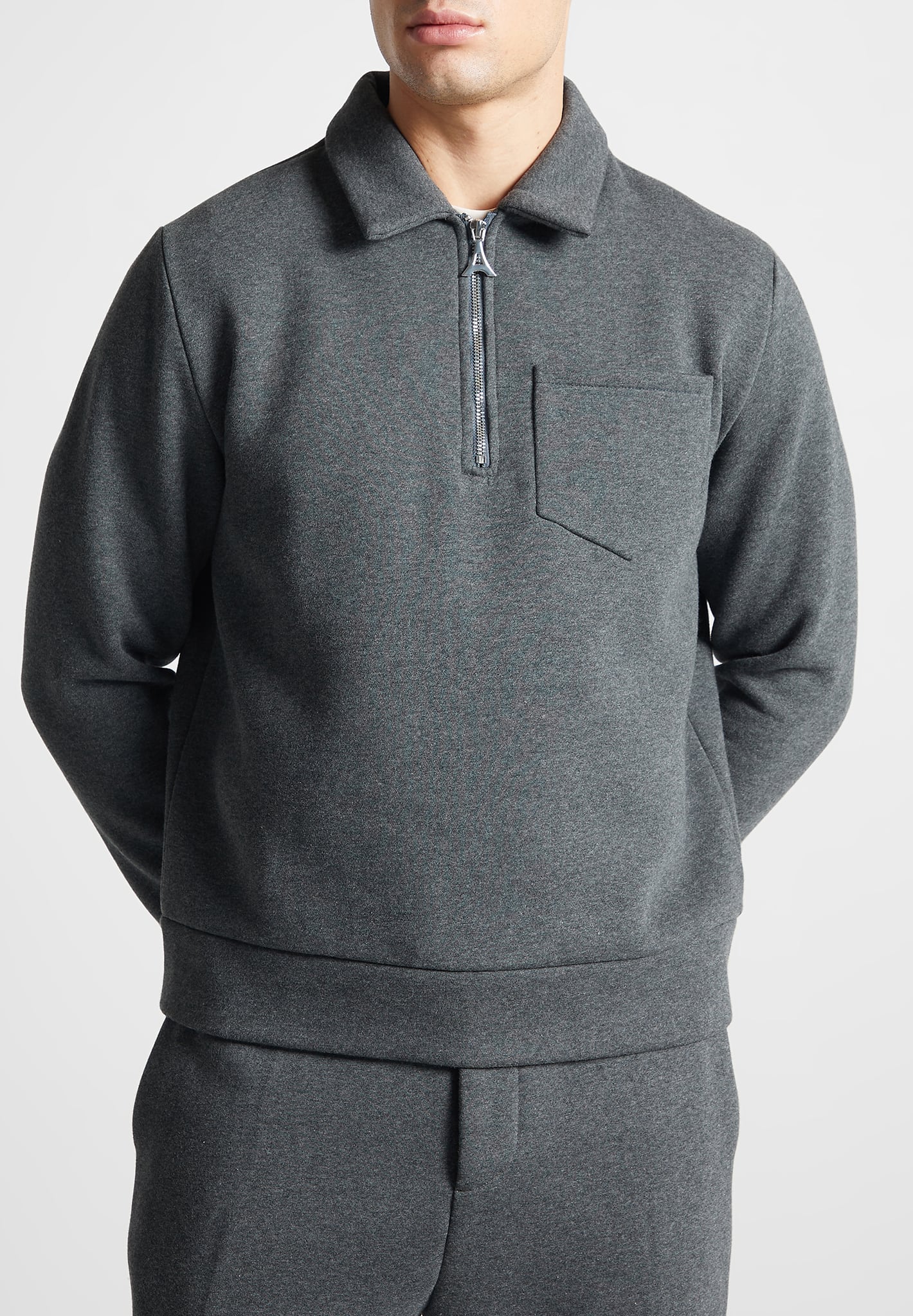 long-sleeve-polo-zip-jumper-dark-grey-marl
