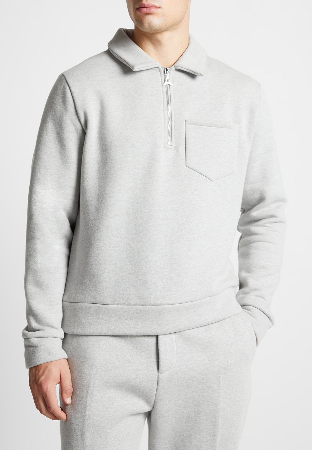 long-sleeve-polo-zip-jumper-light-grey-marl