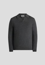 Merino Wool Long Sleeve Revere Polo Shirt - Grey