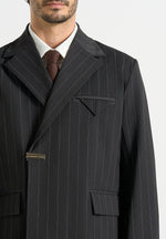 Gaston - Double Breasted Pinstripe Suit Jacket - Grey