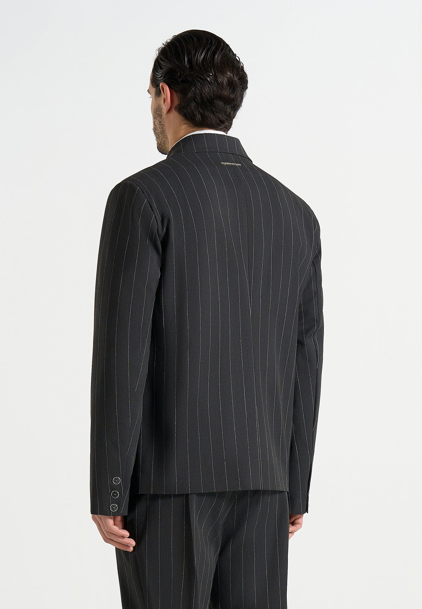 Gaston - Double Breasted Pinstripe Suit Jacket - Grey