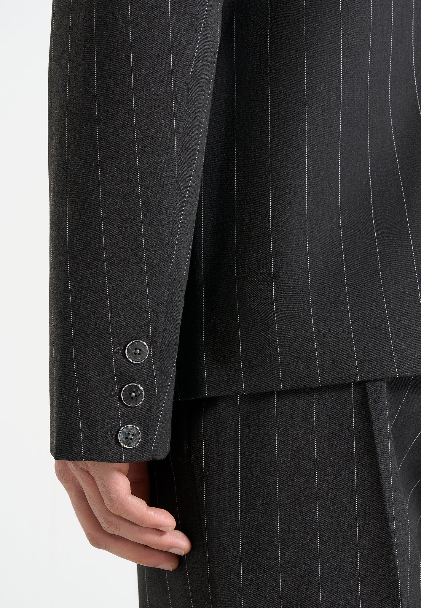 Gaston - Double Breasted Pinstripe Suit Jacket - Grey
