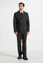 Joseph - Regular Fit Pinstripe Tailored Trousers - Grey