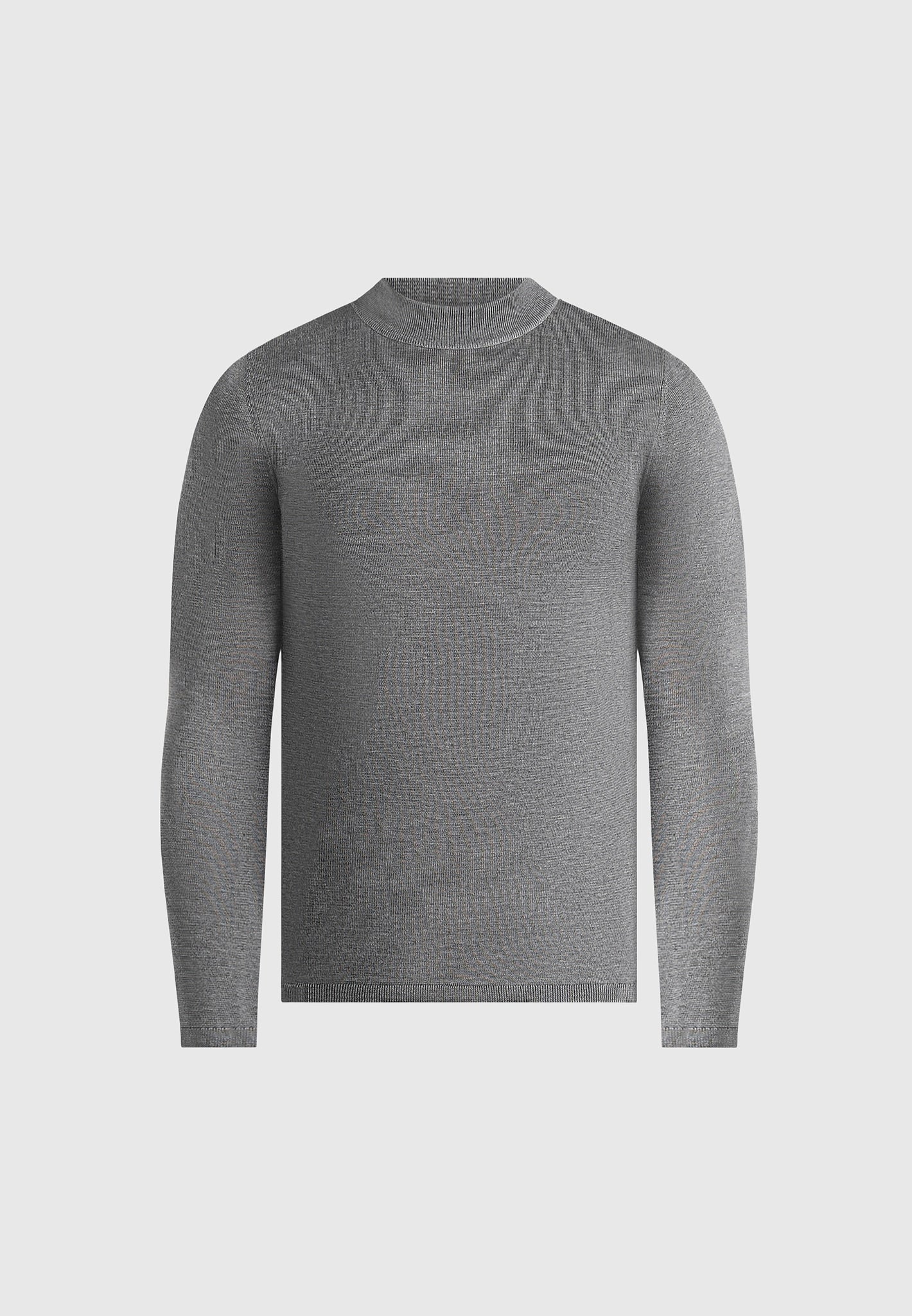 KW003 - Fitted Mock Neck Wool-Blend Jumper - Grey