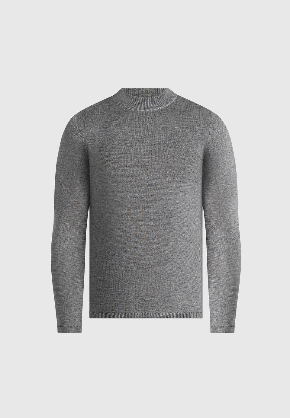 KW003 - Fitted Mock Neck Wool-Blend Jumper - Grey