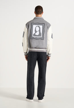 Mona Lisa - Wool-Blend Varsity Jacket - Grey