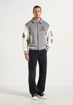 Mona Lisa - Wool-Blend Varsity Jacket - Grey