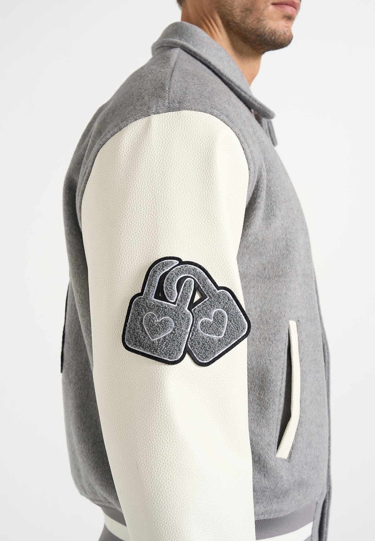 Mona Lisa - Wool-Blend Varsity Jacket - Grey