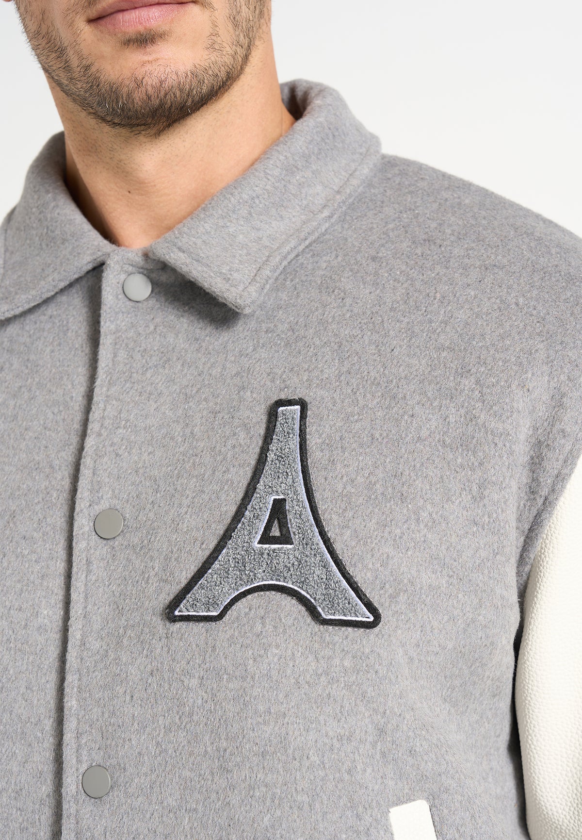 Mona Lisa - Wool-Blend Varsity Jacket - Grey