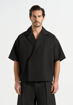 Abel - Boxy Twill Double Breasted Shirt - Black