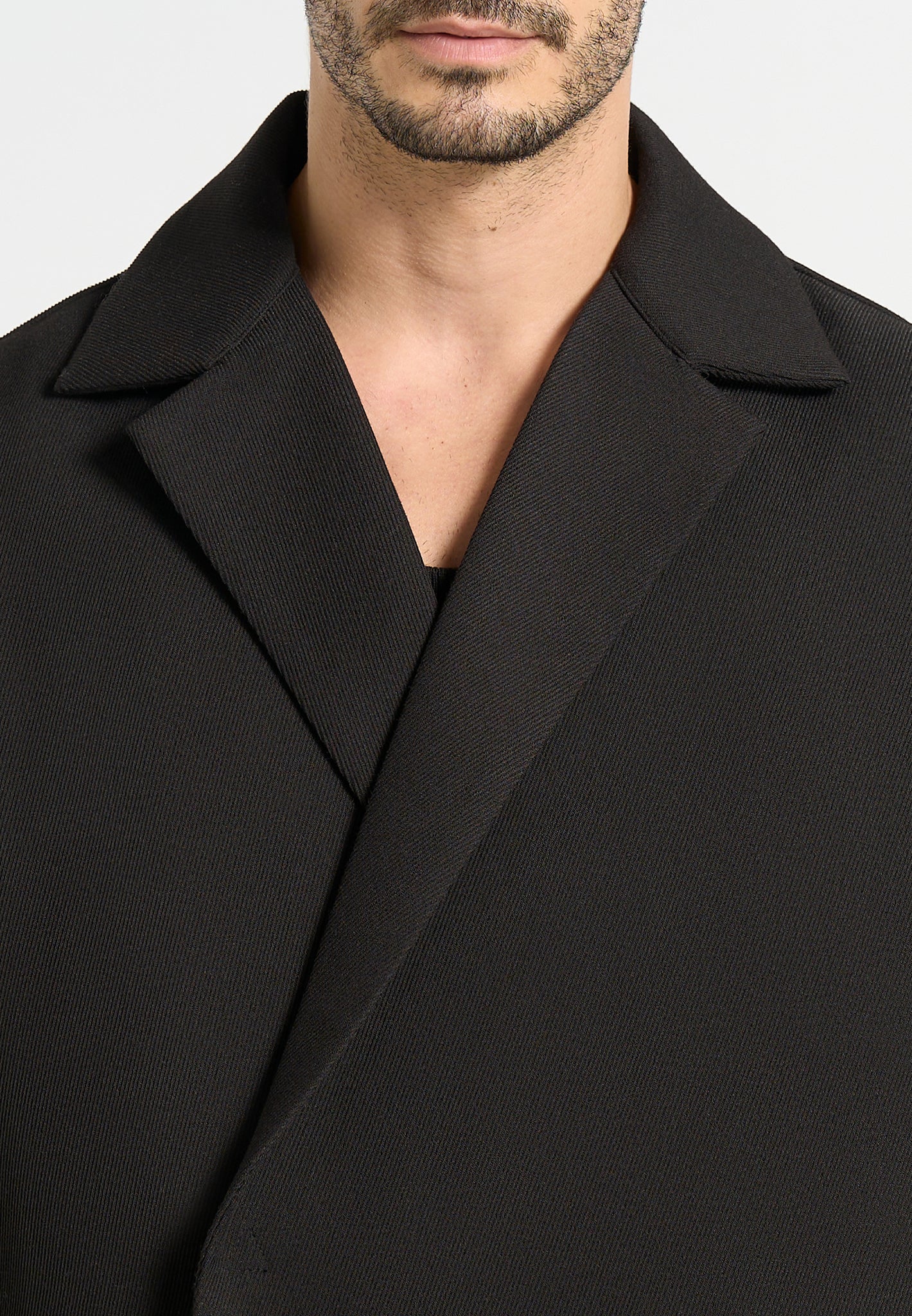 Abel - Boxy Twill Double Breasted Shirt - Black