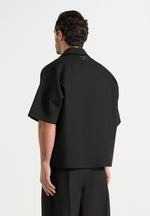 Abel - Boxy Twill Double Breasted Shirt - Black
