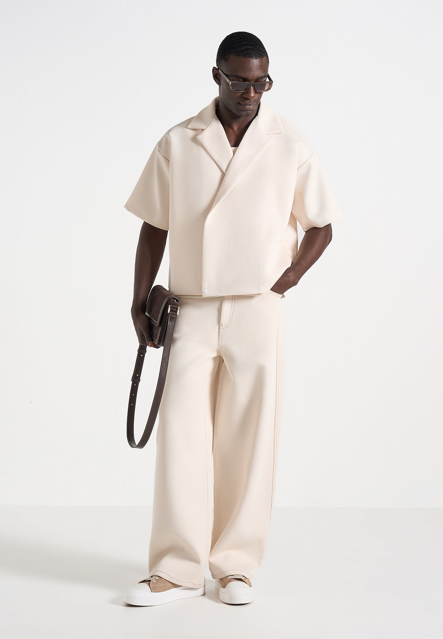 Abel - Boxy Twill Double Breasted Shirt - Cream