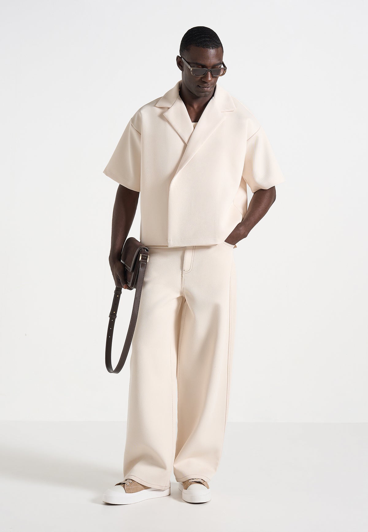 Abel - Boxy Twill Double Breasted Shirt - Cream