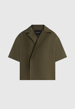 Abel - Boxy Twill Double Breasted Shirt - Olive