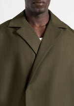 Abel - Boxy Twill Double Breasted Shirt - Olive