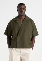Abel - Boxy Twill Double Breasted Shirt - Olive