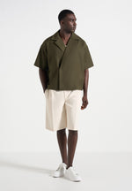 Abel - Boxy Twill Double Breasted Shirt - Olive