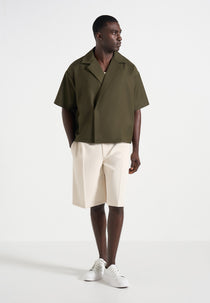 Abel - Boxy Twill Double Breasted Shirt - Olive