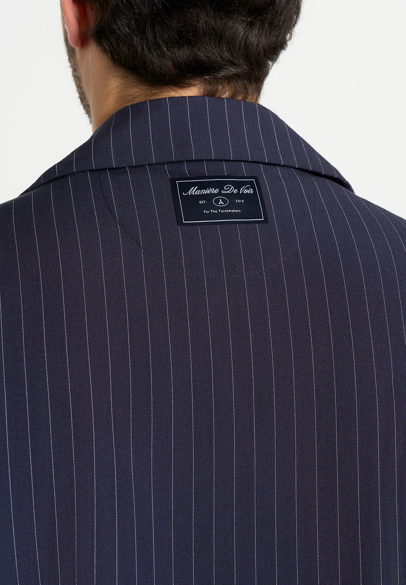 Abel - Boxy Pinstripe Double Breasted Shirt - Navy