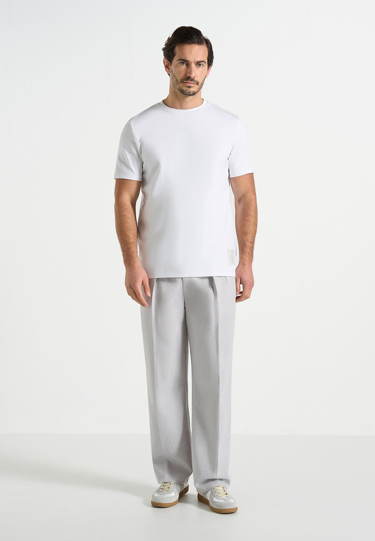 Pierre - Twin Pleat Tailored Trousers - Light Grey