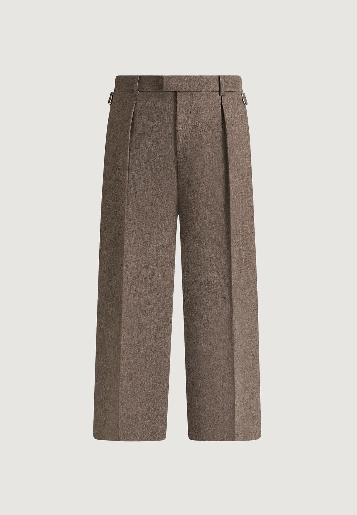 Dorian - Relaxed Fit Pleated Textured Tailored Trousers - Taupe