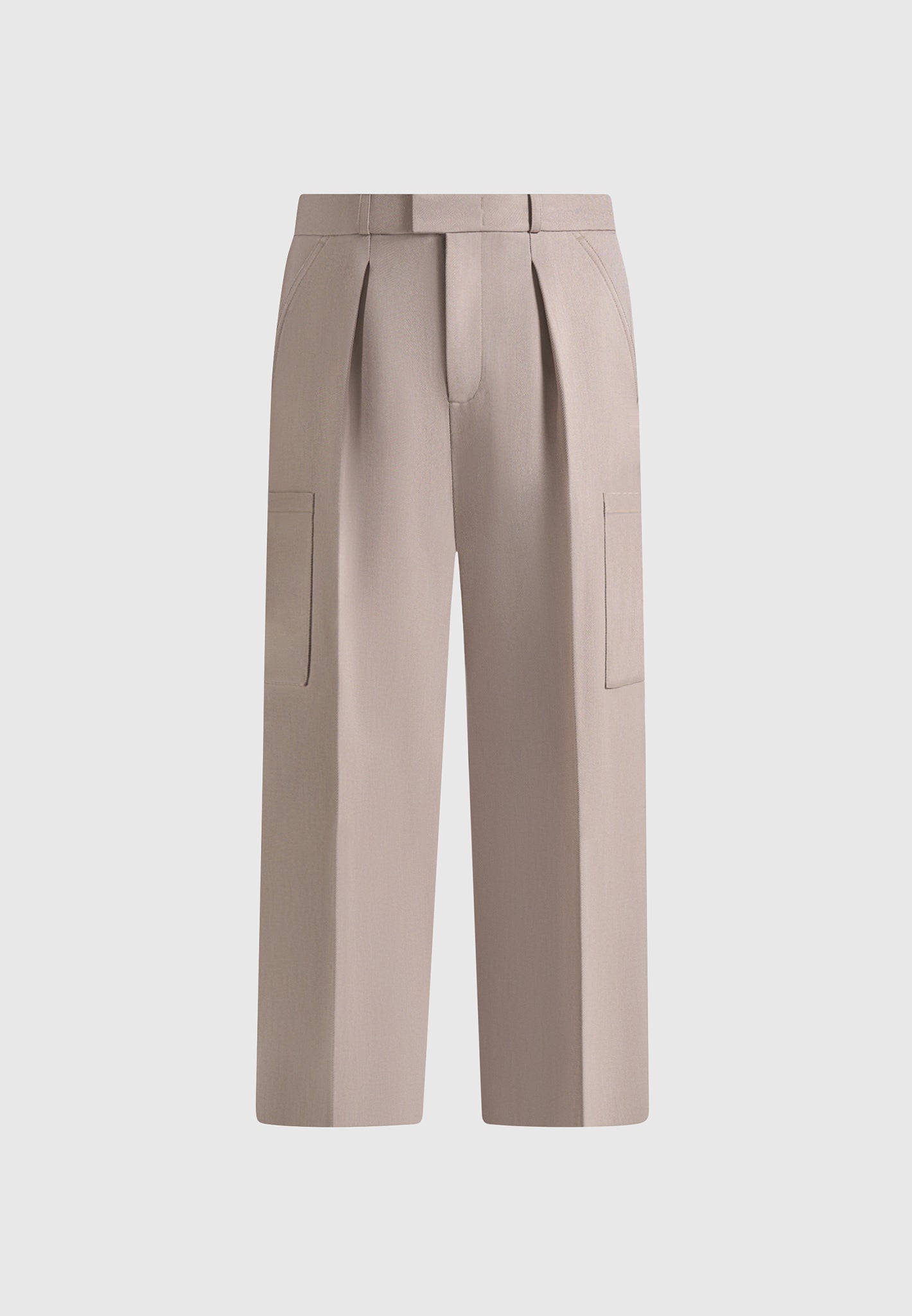 Luca - Relaxed Fit Pleated Pocket Trousers - Mushroom