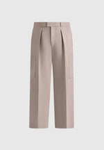 Luca - Relaxed Fit Pleated Pocket Trousers - Mushroom